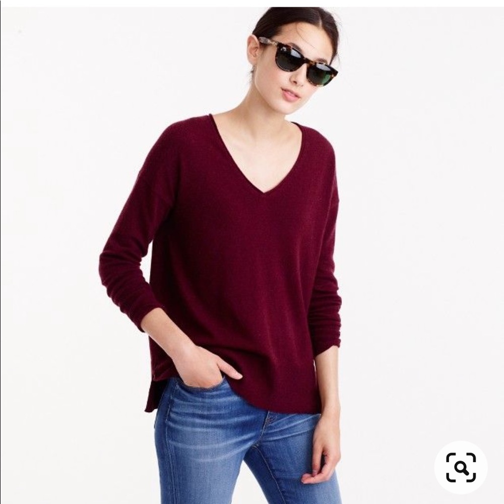 J. Crew V-Neck Swing Sweater in Burgundy